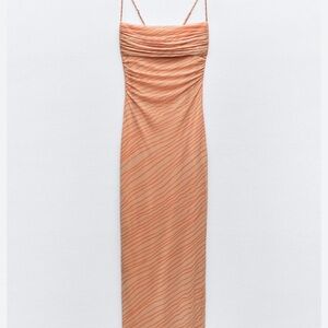 Zara printed tulle dress in orange women’s size US 4